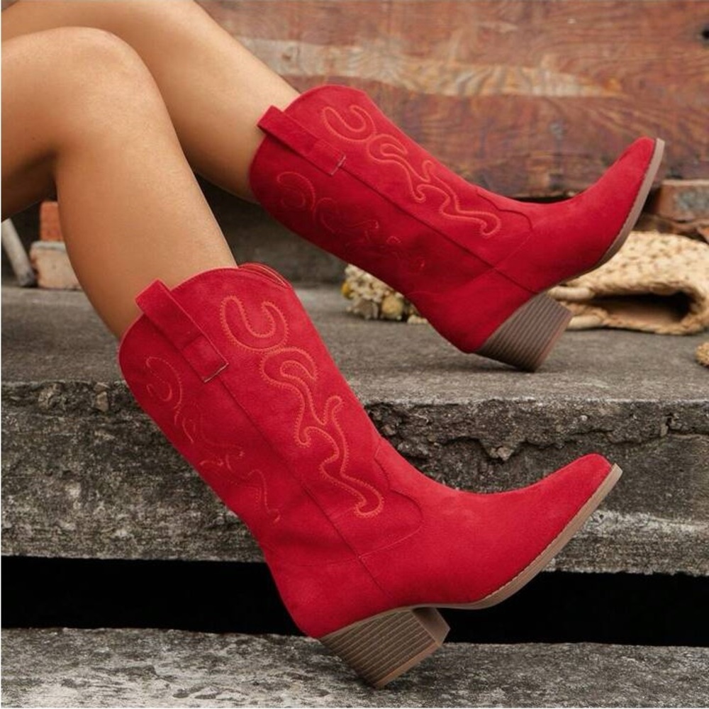 Western Embroidered Cowboy Fashion Boots - Picture 2 of 8